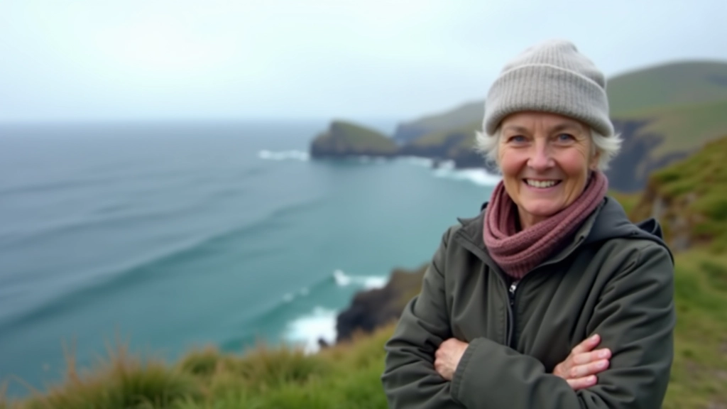 Cape Clear Island cliffs with seabirds and observation point overlooking Atlantic Ocean waters