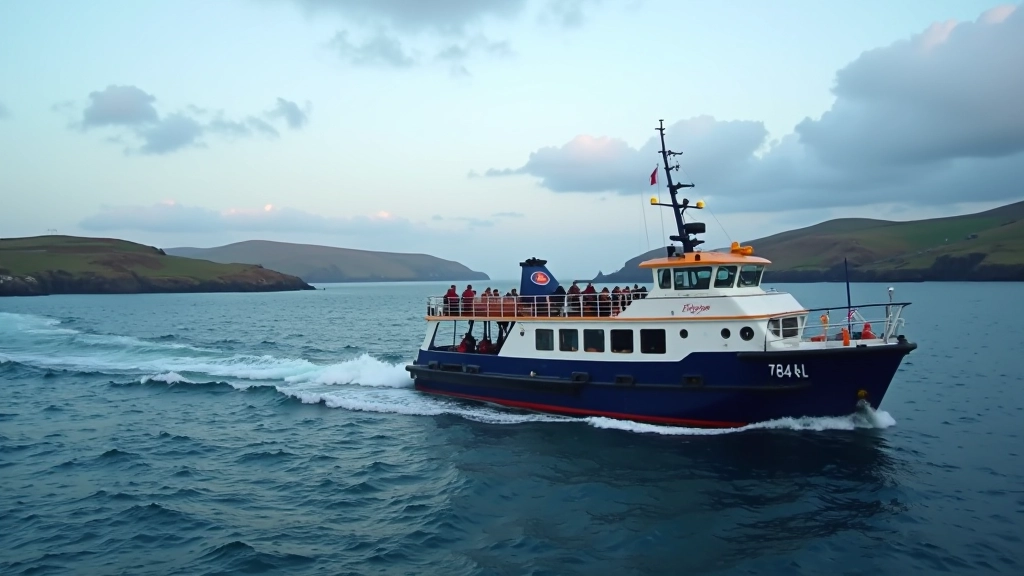 Ferry boat sailing to Irish island
